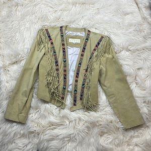 Vintage California Style Leather/Suede Beaded & Fringe Coat